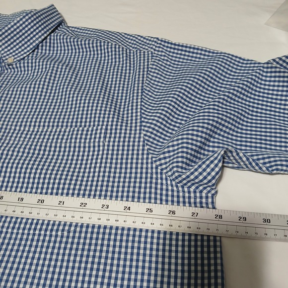 Puritan Mens 2XL Mellow‎ Blue Gingham Button Down Shirt Wrinkle Resistant - Picture 6 of 8